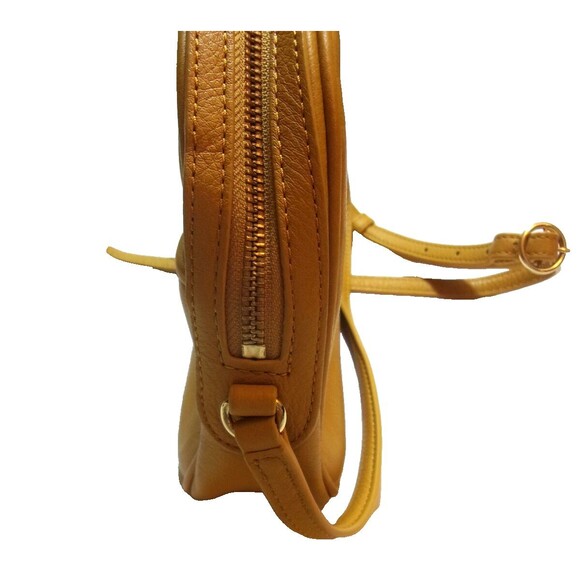 Talbots Dome Shaped Golden Yellow Crossbody Bag Adjustable Strap Leather - Picture 5 of 7